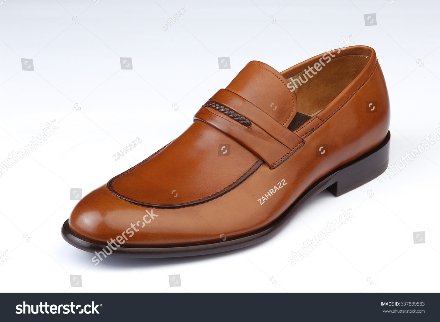 Men Shoes Isolated Brown Leather No 