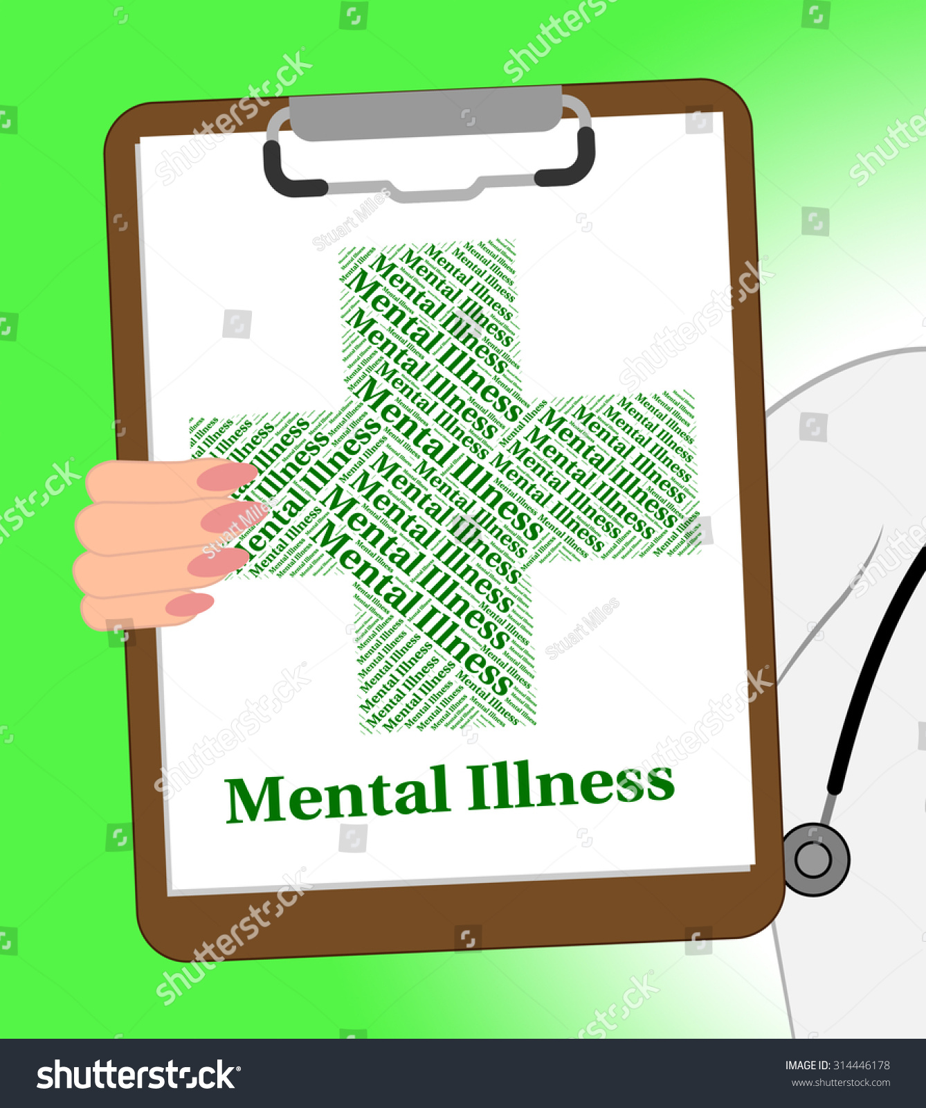 Mental Illness Clipboard Meaning Nervous Breakdown Stock Illustration 314446178