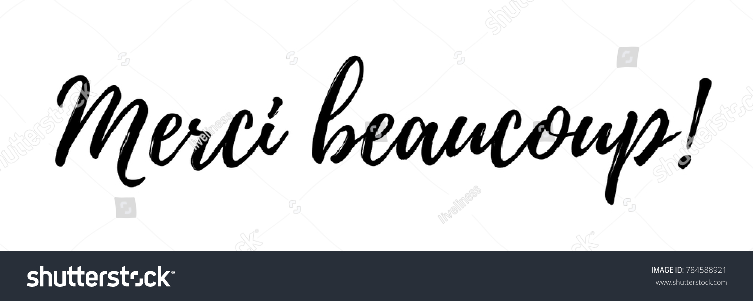 Merci Beaucoup French Words Thank You Stock Illustration