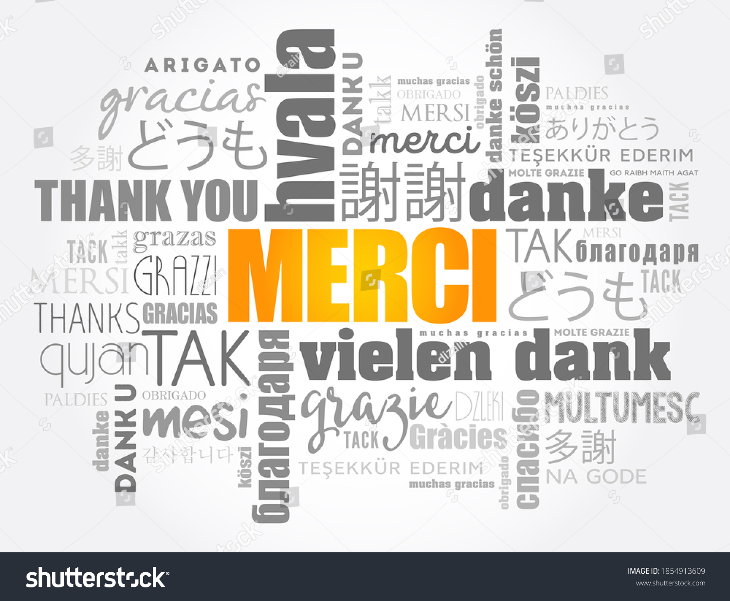 Merci Thank You French Word Cloud Stock Illustration 1854913609 ...