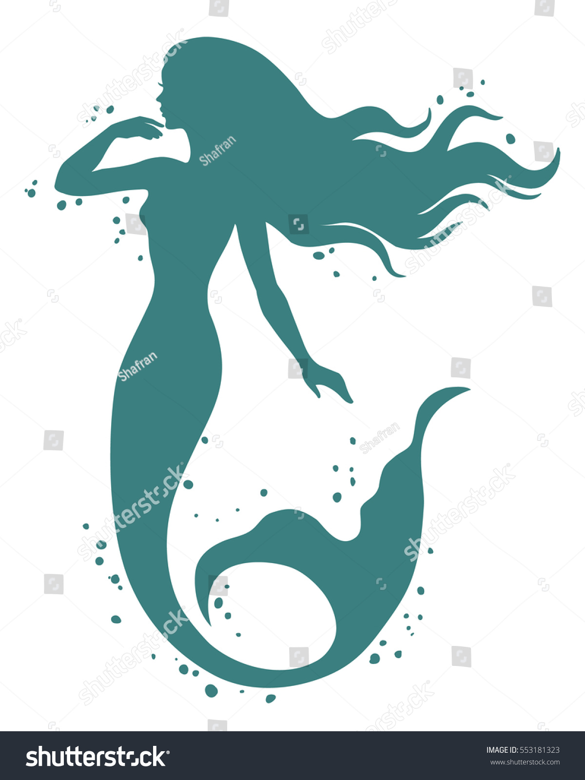 Download Mermaid Hand Drawn Silhouette Illustration Stock ...