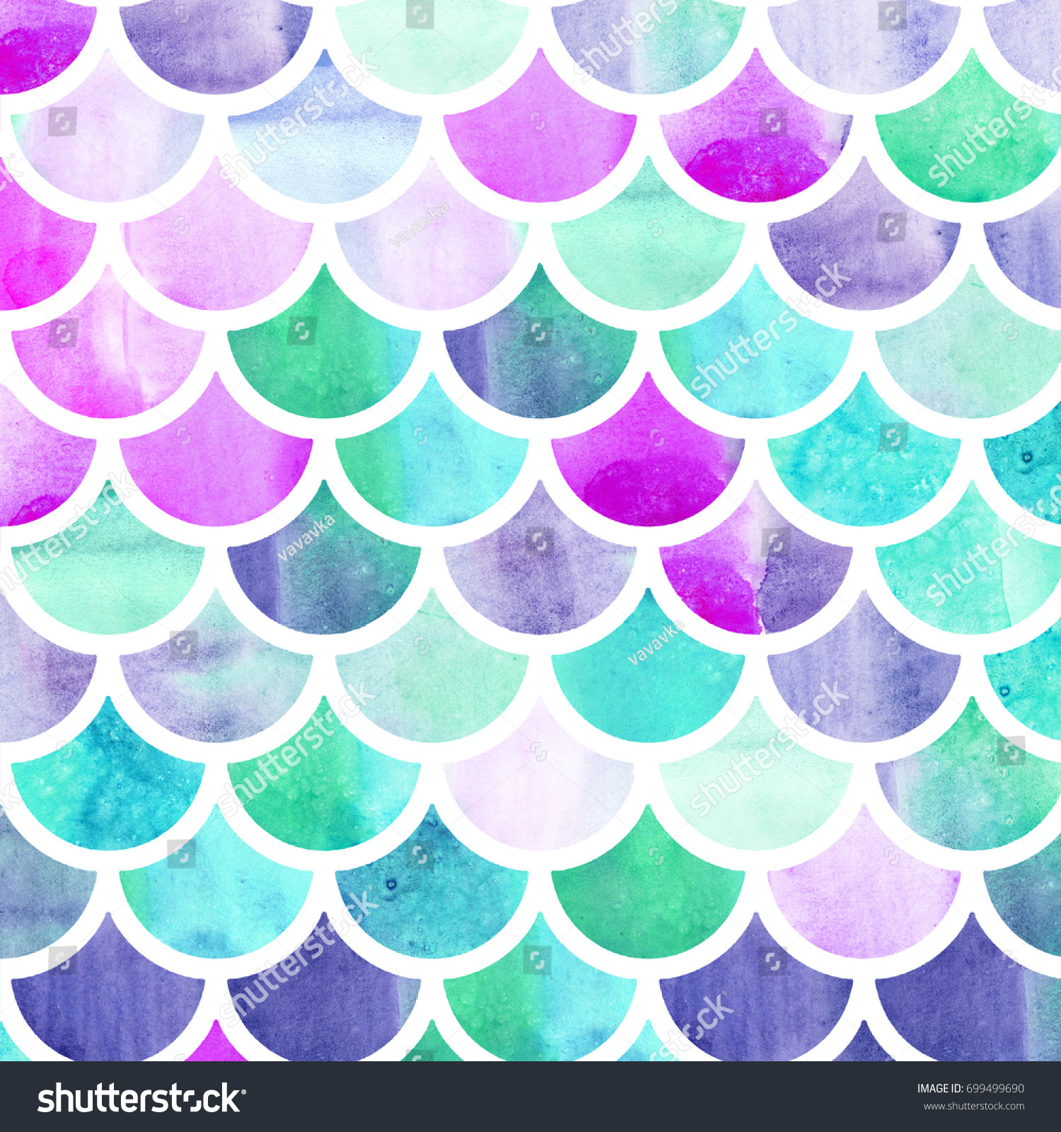 Mermaid Scales Watercolor Fish Scales Bright Stock Illustration ...