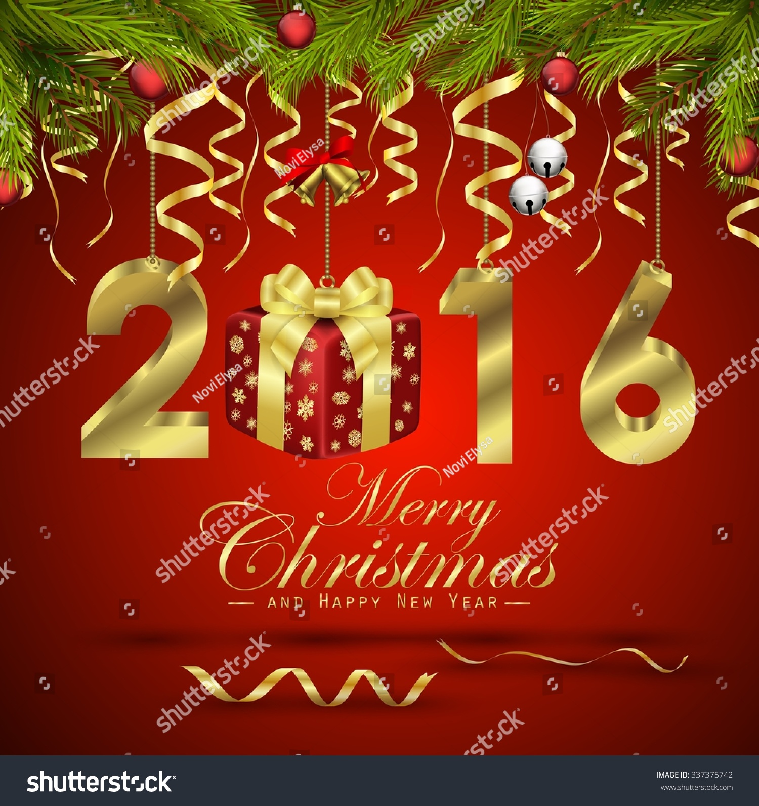 Merry Christmas And Happy New Year Background Stock Photo 337375742