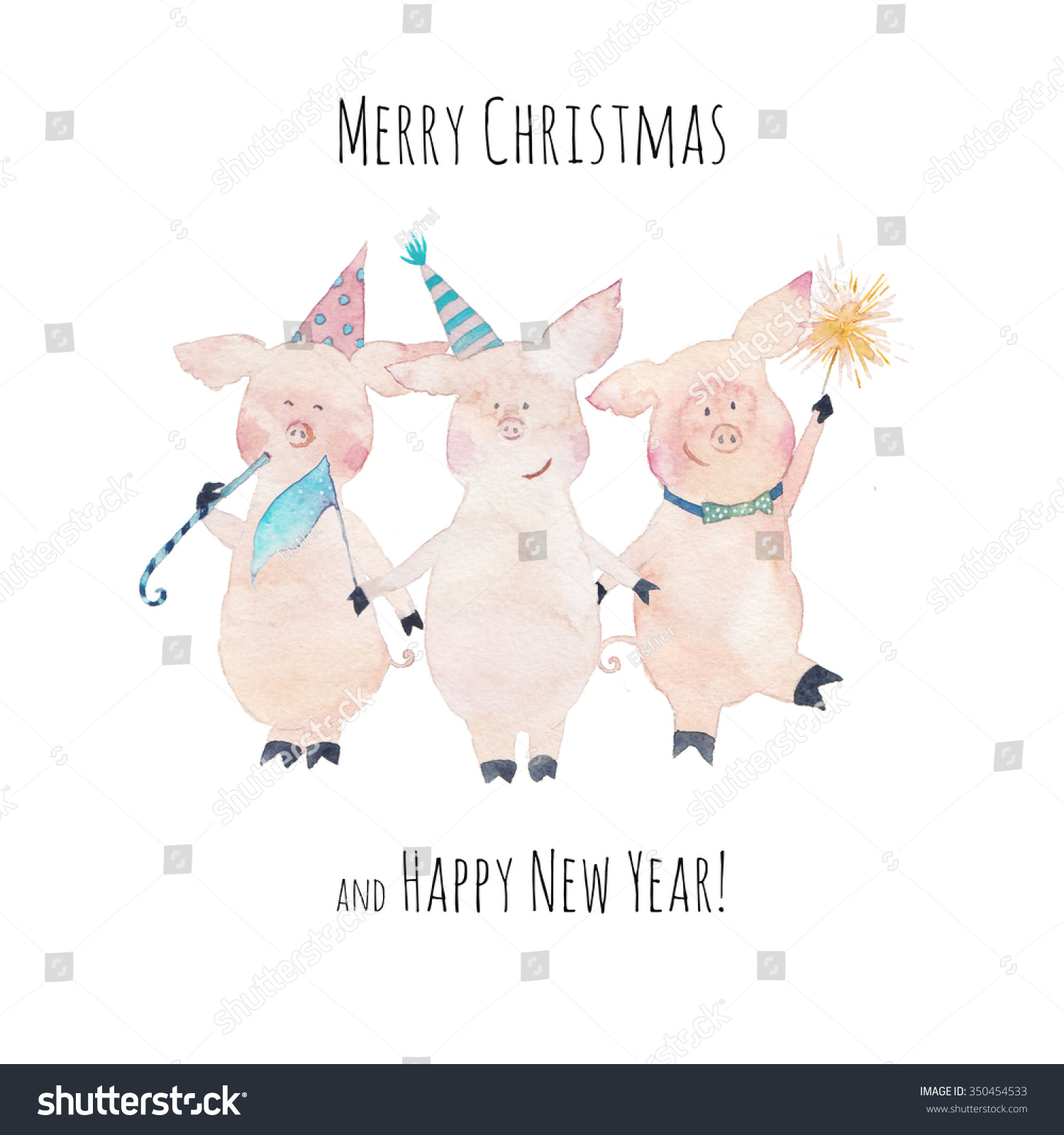 Merry Christmas Happy New Year Card Stock Illustration 350454533 - Shutterstock
