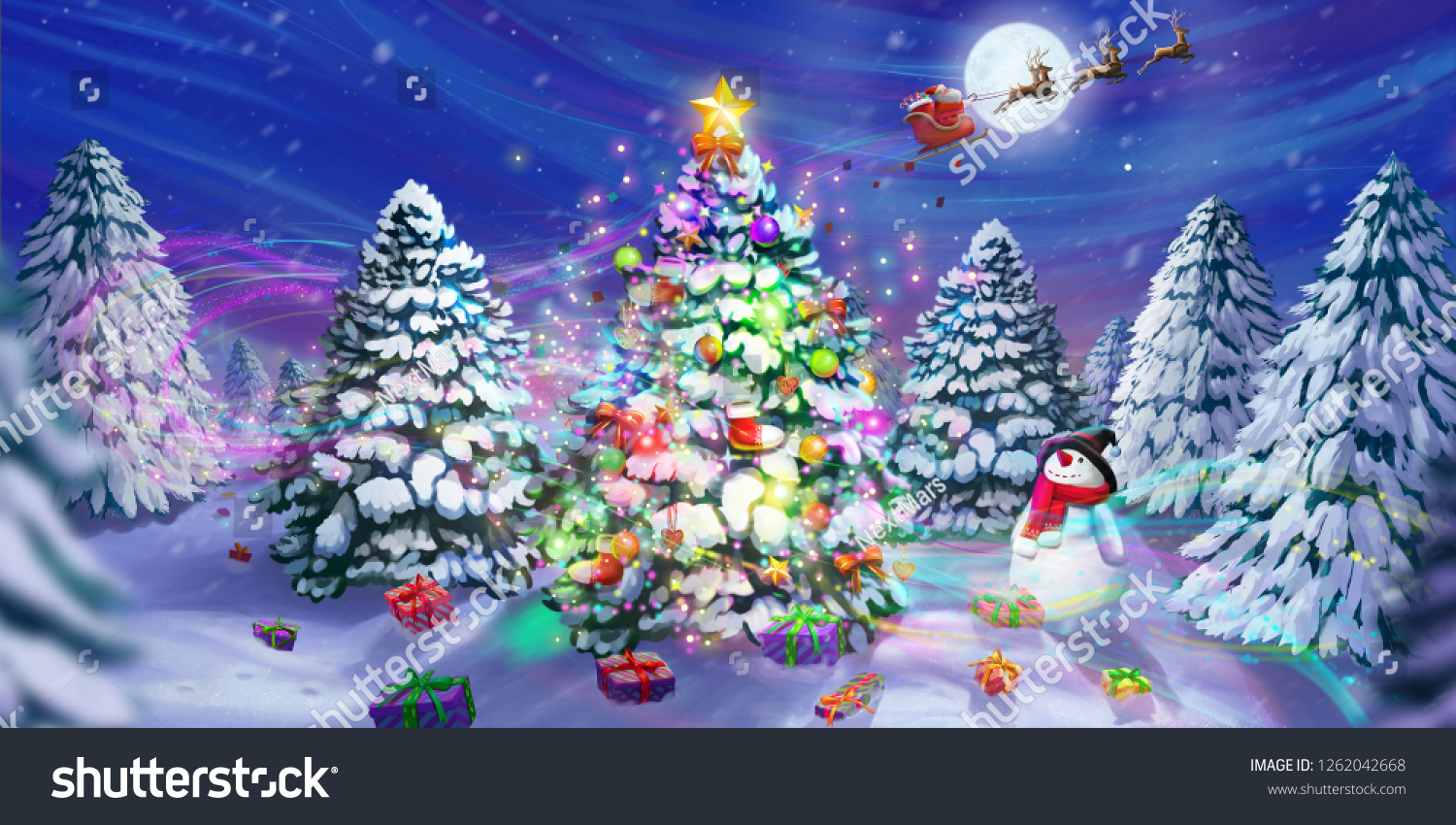 聖降誕祭お目出とう 新年お目出とう クリスマスツリーの伝説 グリーティングカード 小説の背景 コンセプトアート リアルイラスト ビデオゲームデジタルcgアートワーク 自然の風景 のイラスト素材