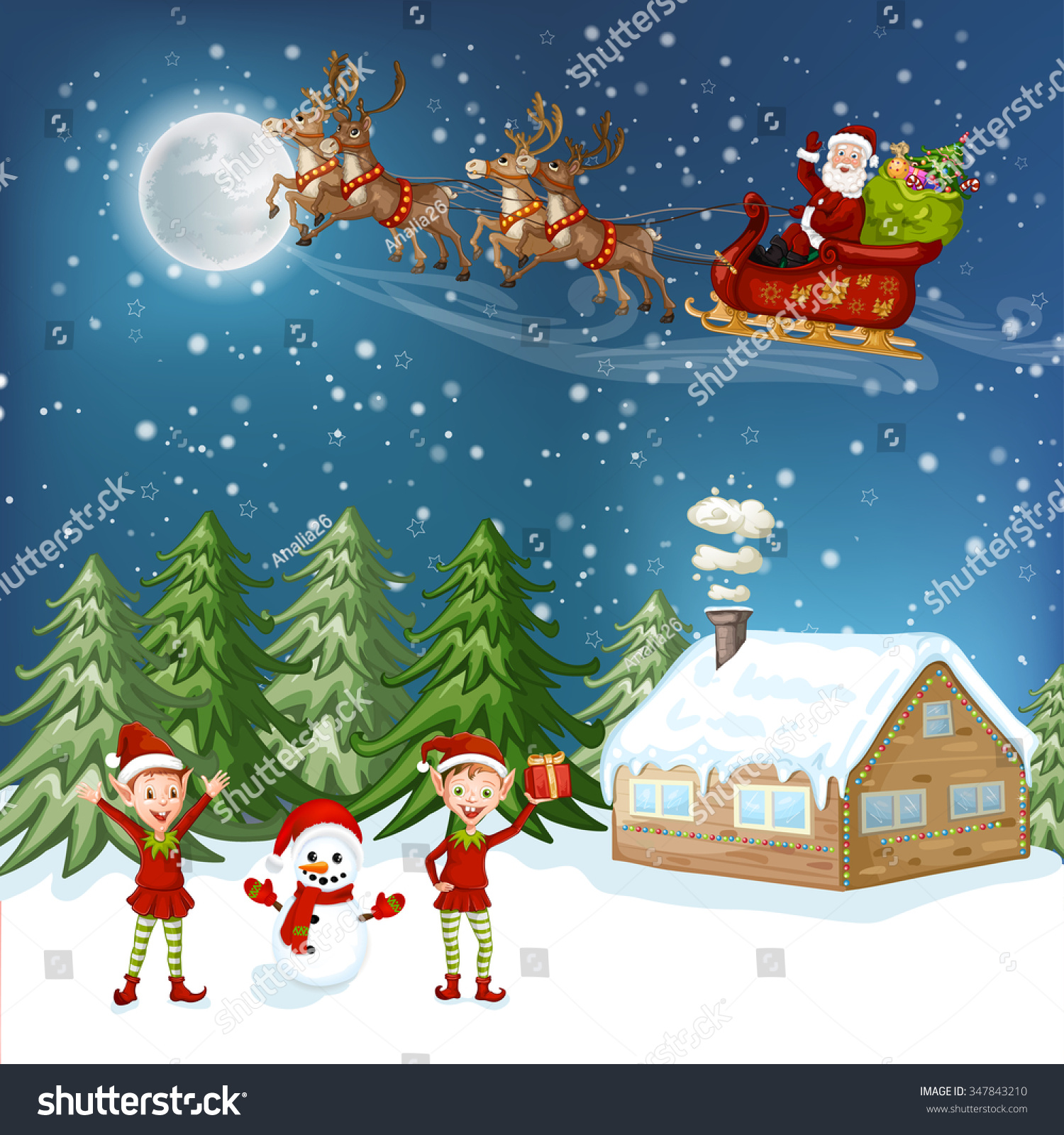 Merry Christmas Card. Stock Photo 347843210 : Shutterstock