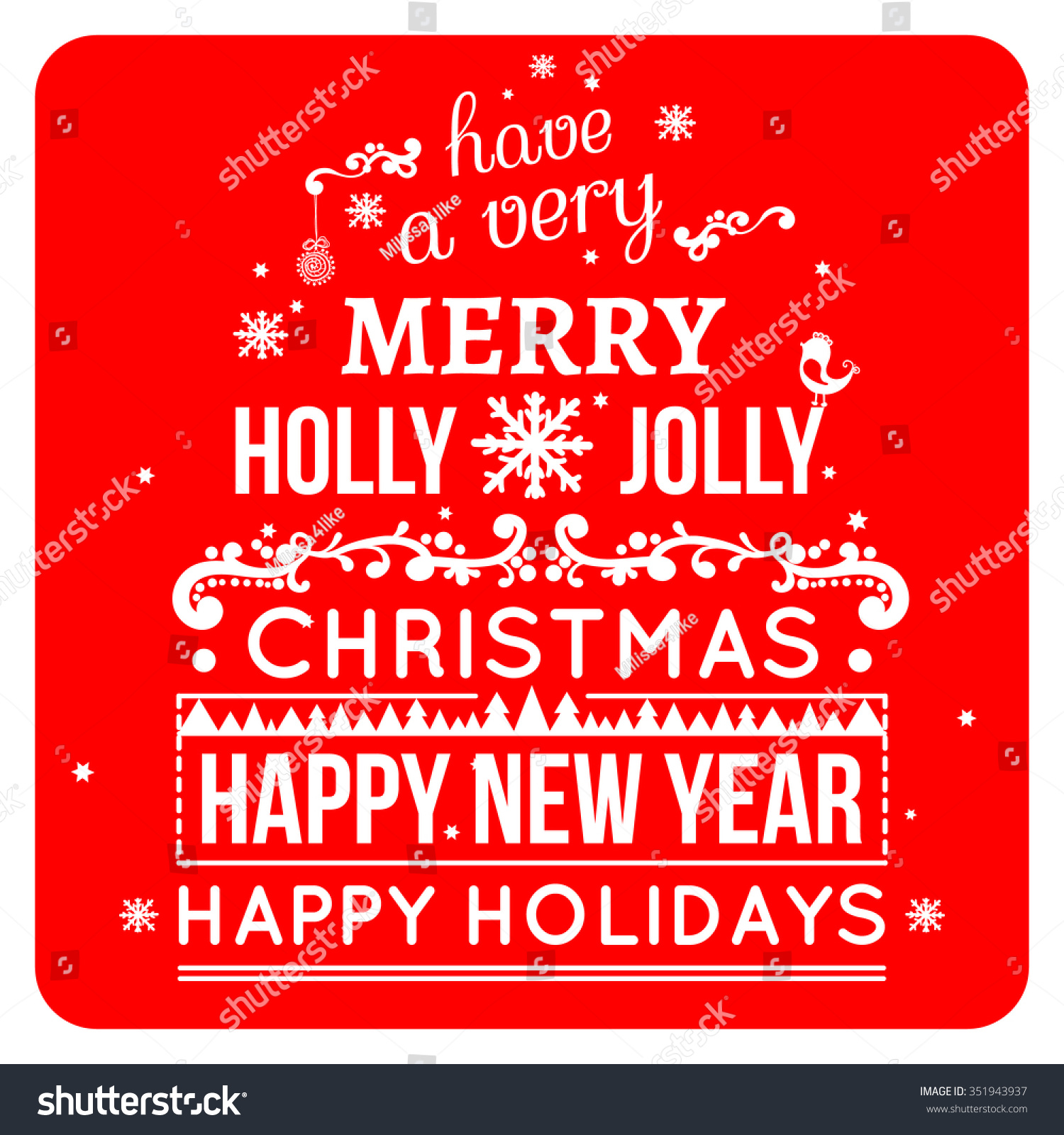 Merry Christmas Card Wishes, Typography Stock Photo 351943937 : Shutterstock