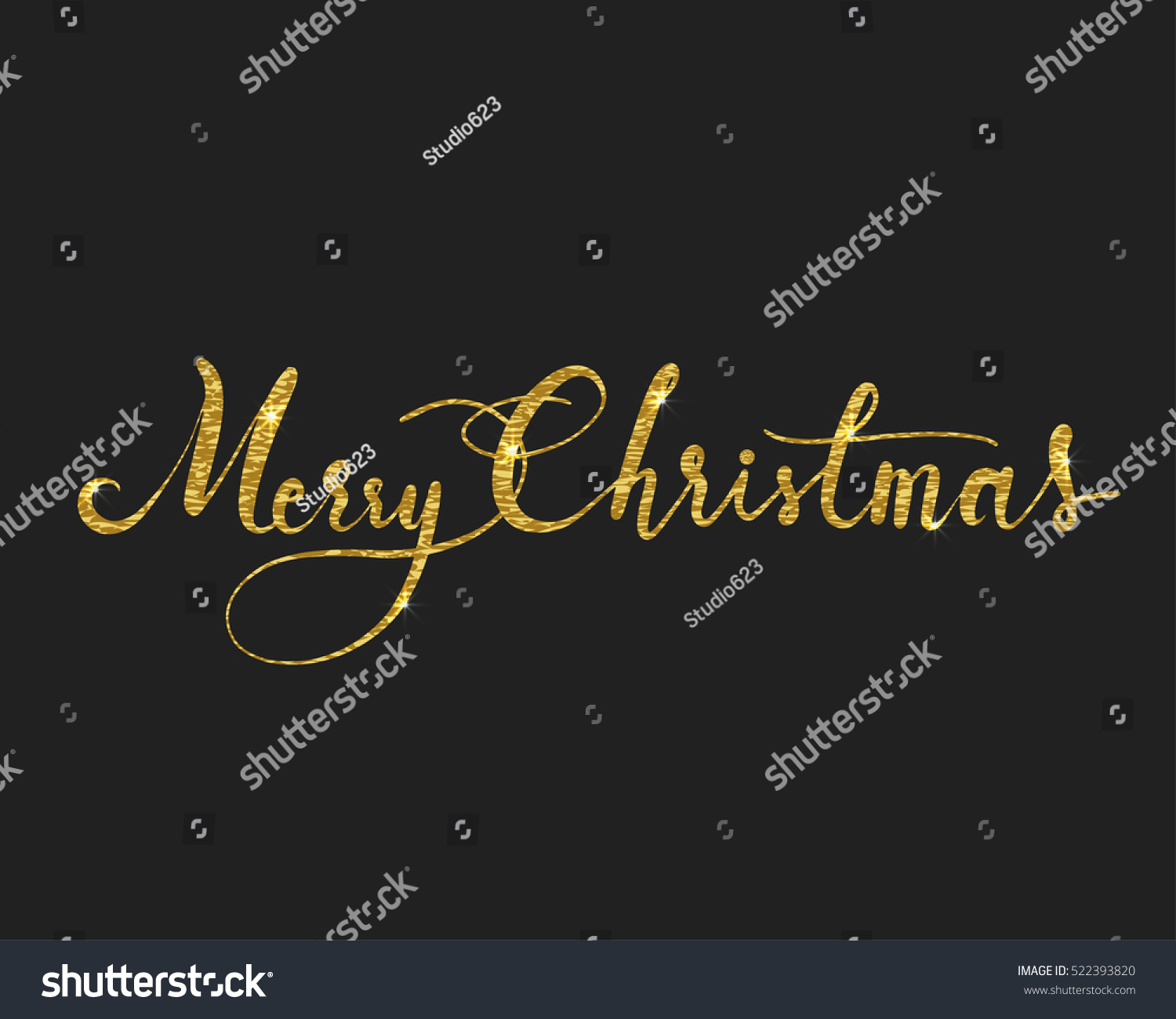 Merry Christmas Gold Glitter Wording Christmas Stock Illustration 