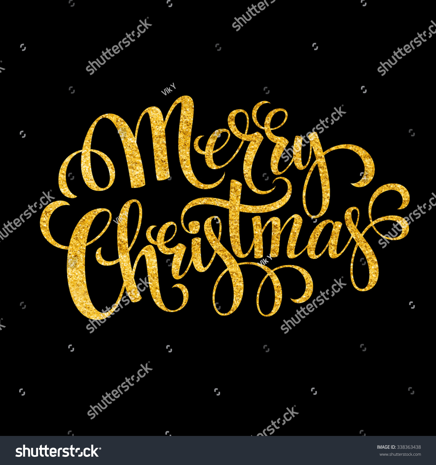 Merry Christmas Gold Glittering Lettering Design. Illustration ...