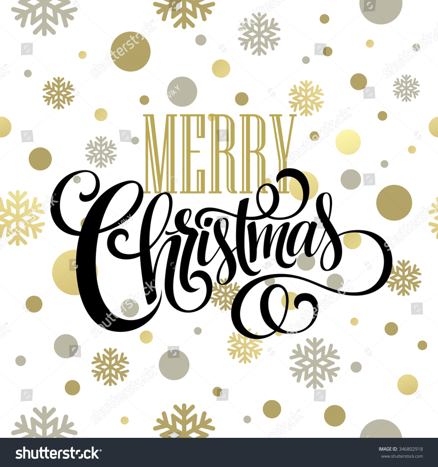 Merry Christmas Gold Glittering Lettering Design Stock Illustration ...