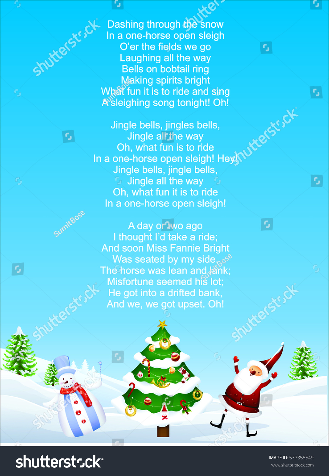 Merry Christmas Lyrics Stock Illustration
