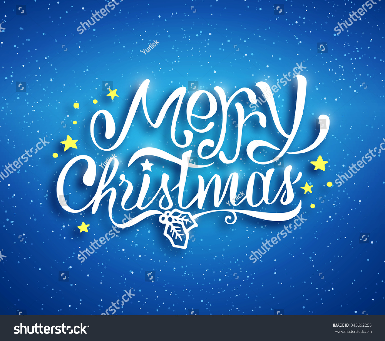 Merry Christmas Text Lettering On Blue Stock Illustration 345692255 ...