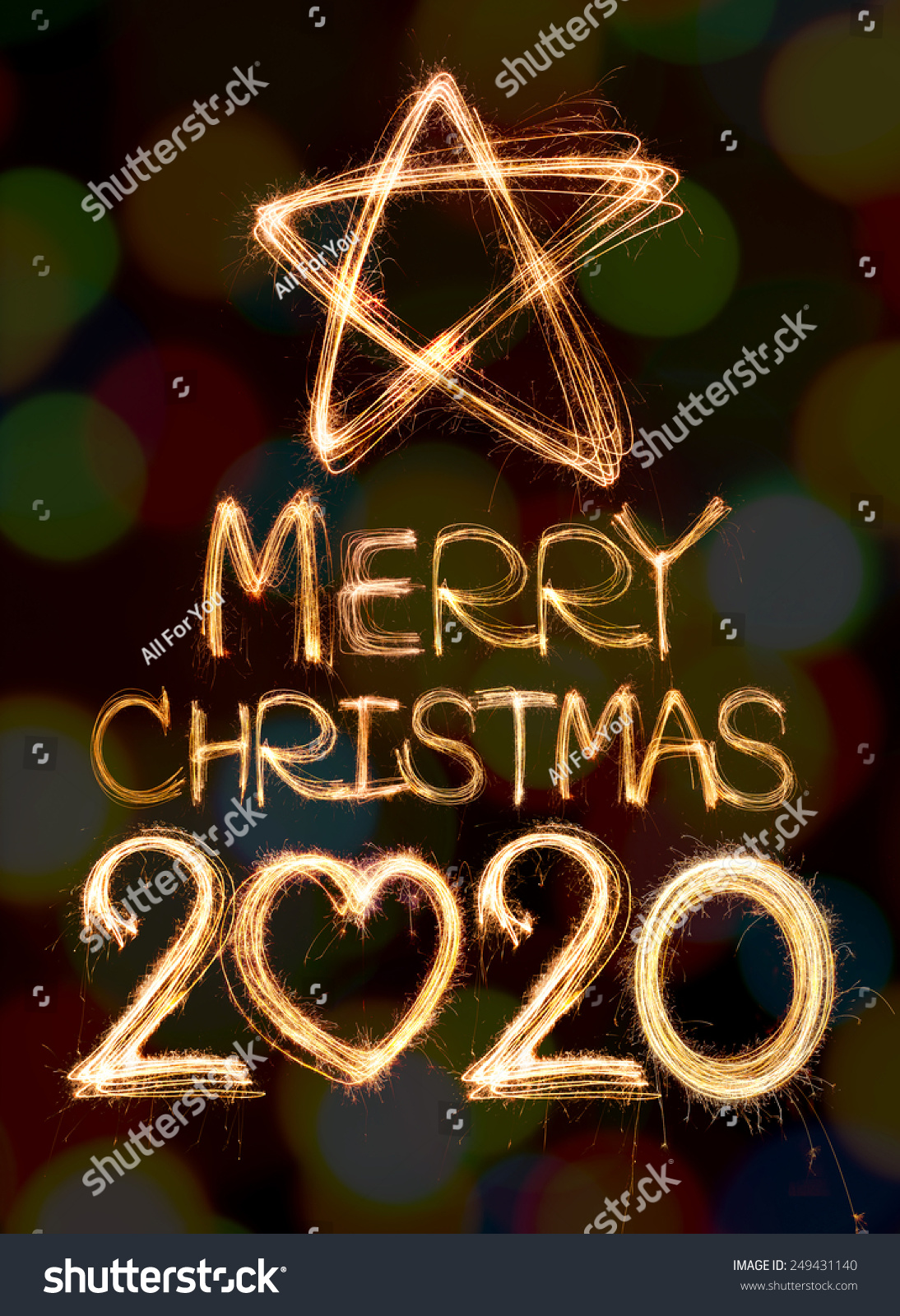 Merry Christmas 2020 Word Written With Sparkle Firework On Black Background Stock Photo ...