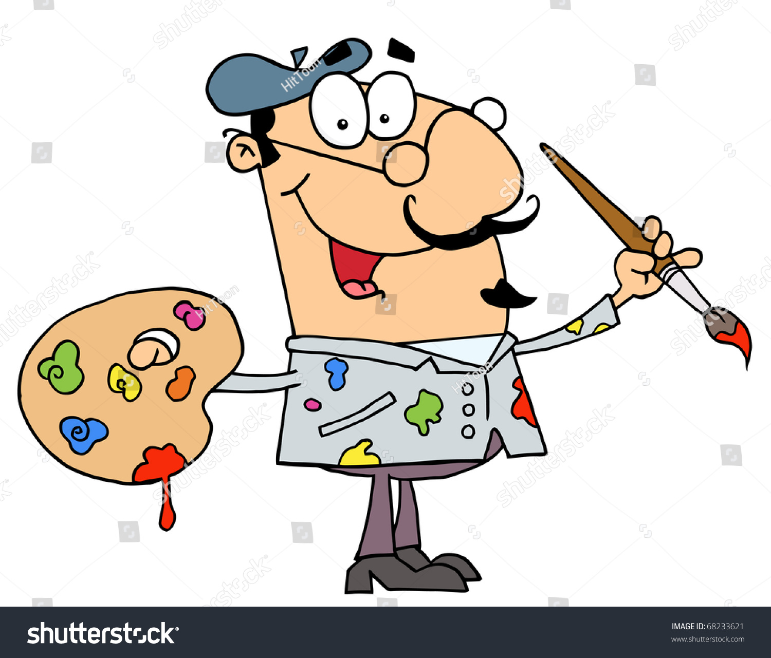 Messy Caucasian Cartoon Artist Painter Brush Stock Illustration ...