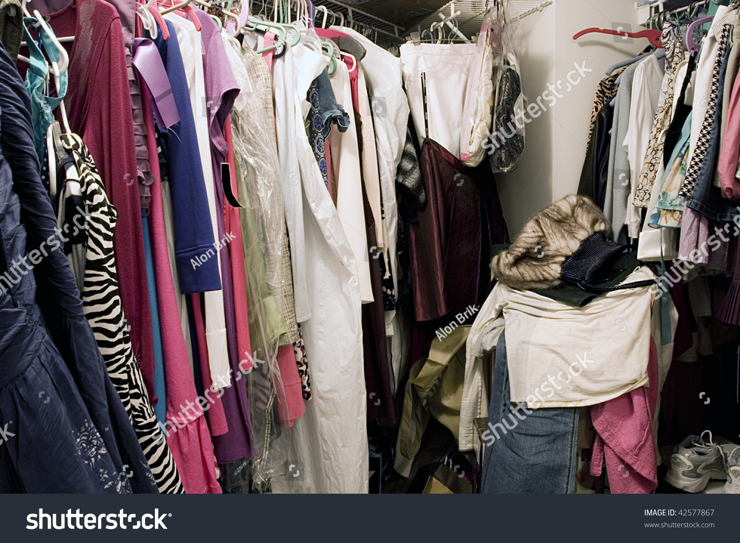 Messy Unorganized Closet Full Hanging Clothes Stock Photo (Edit Now ...