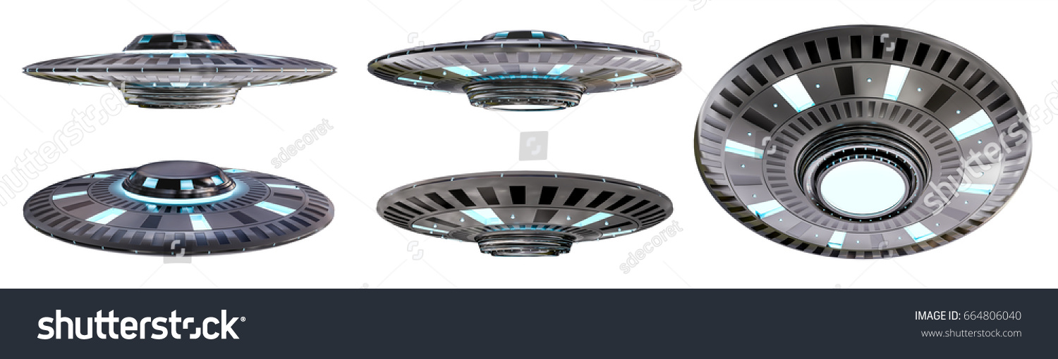 Metal Silver Vintage Ufo Collection Isolated Stock Illustration ...