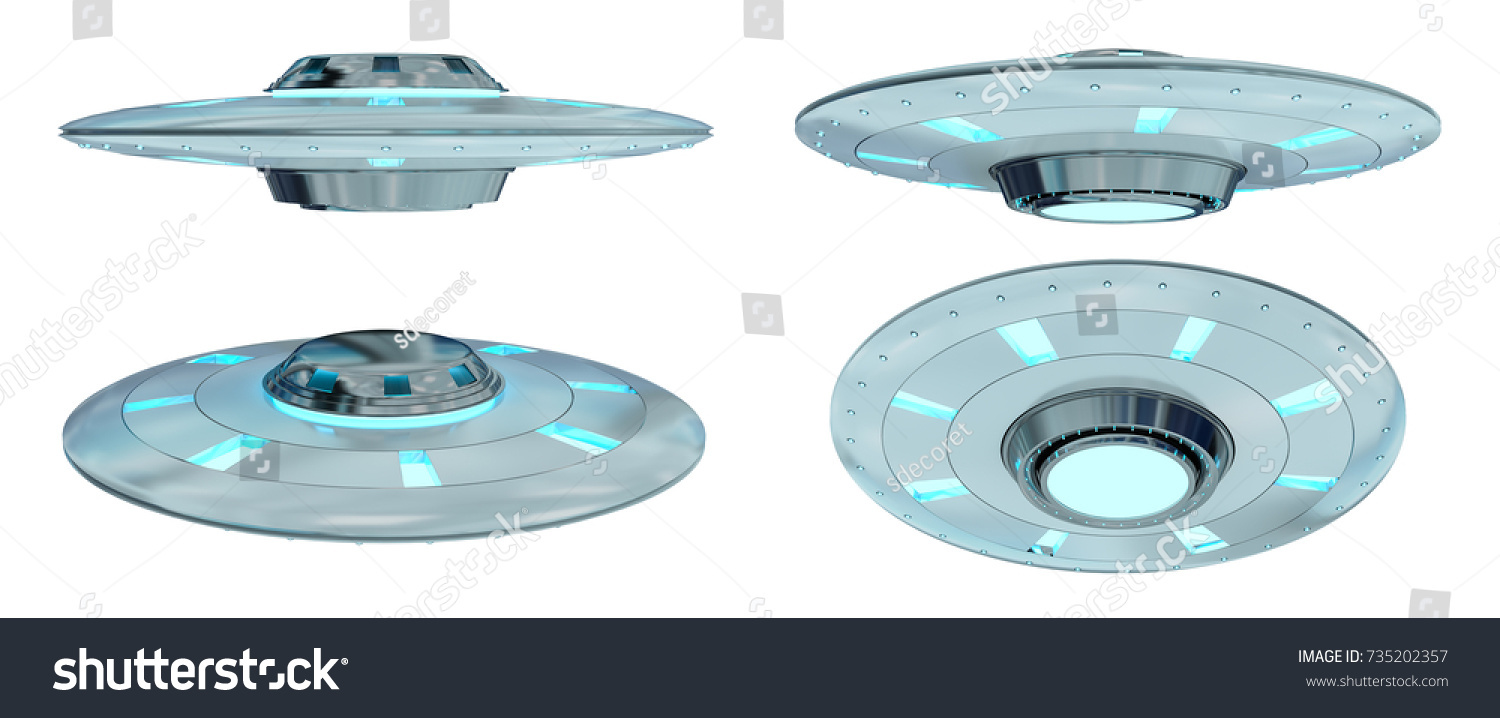 Metal Silver Vintage Ufo Collection Isolated Stock Illustration 735202357