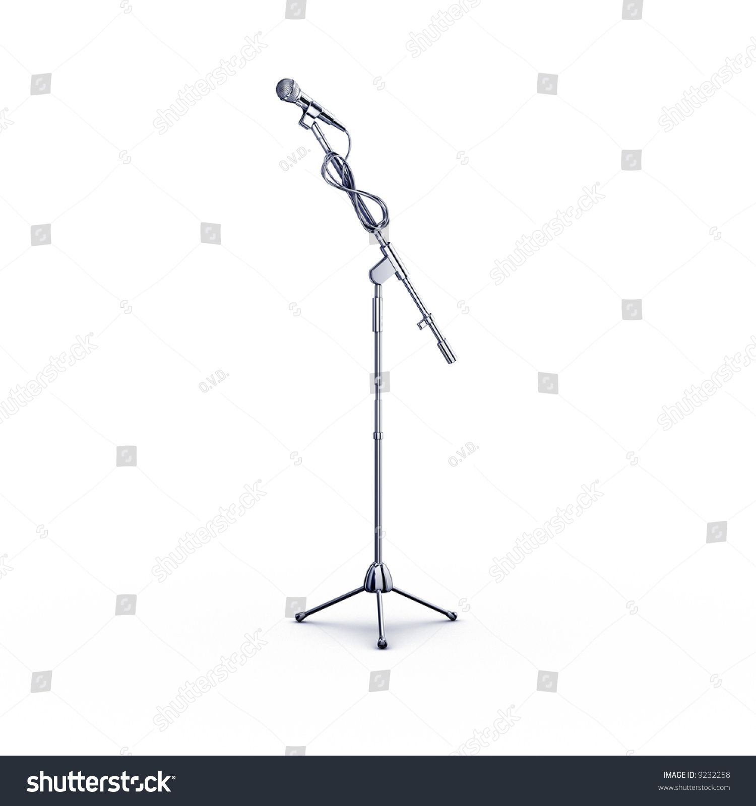 Metal Chrome Microphone Stand On White Stock Illustration 9232258