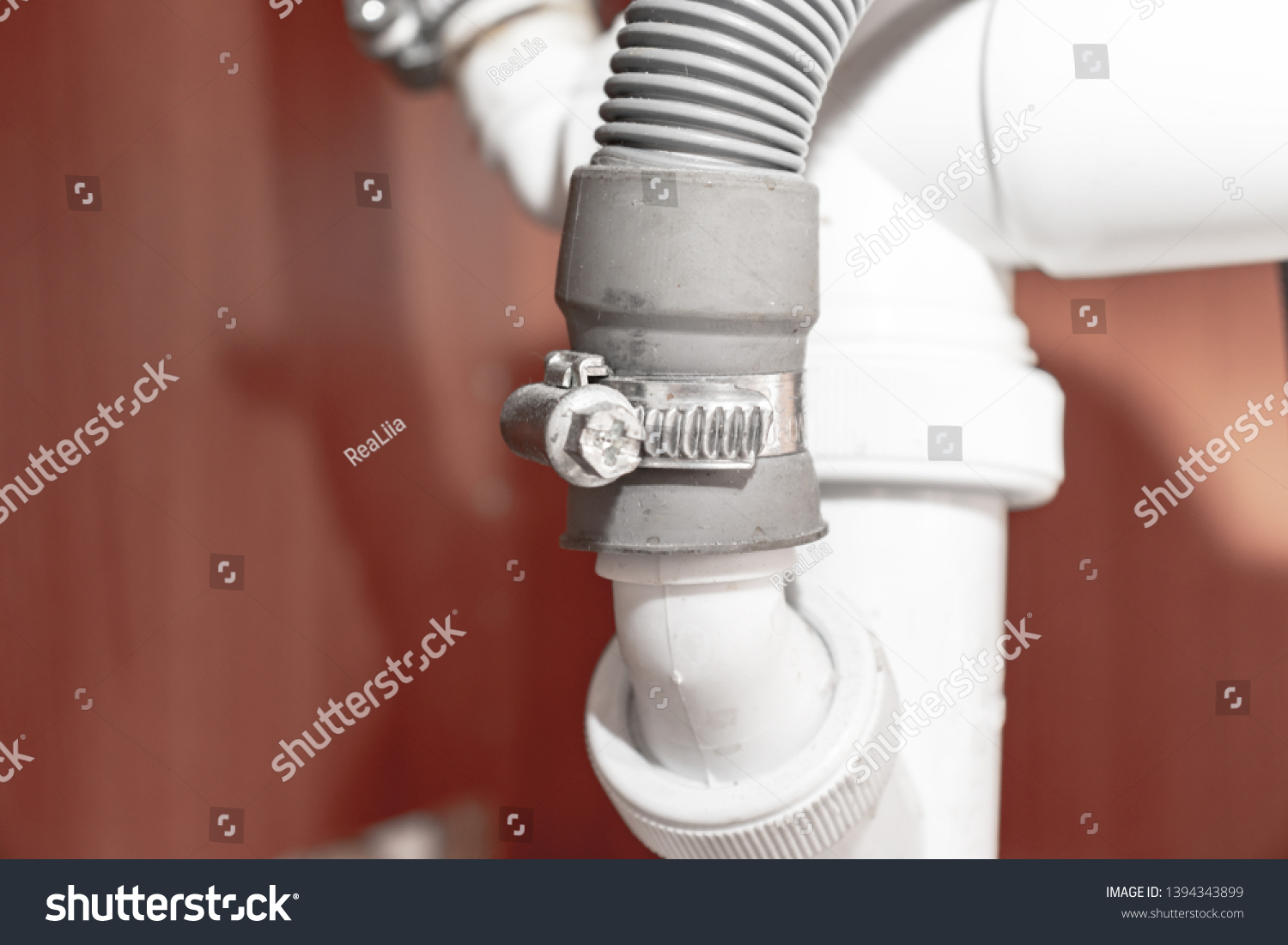 Metal Clamp Connection Dishwasher Drain Hose Stock Photo 1394343899