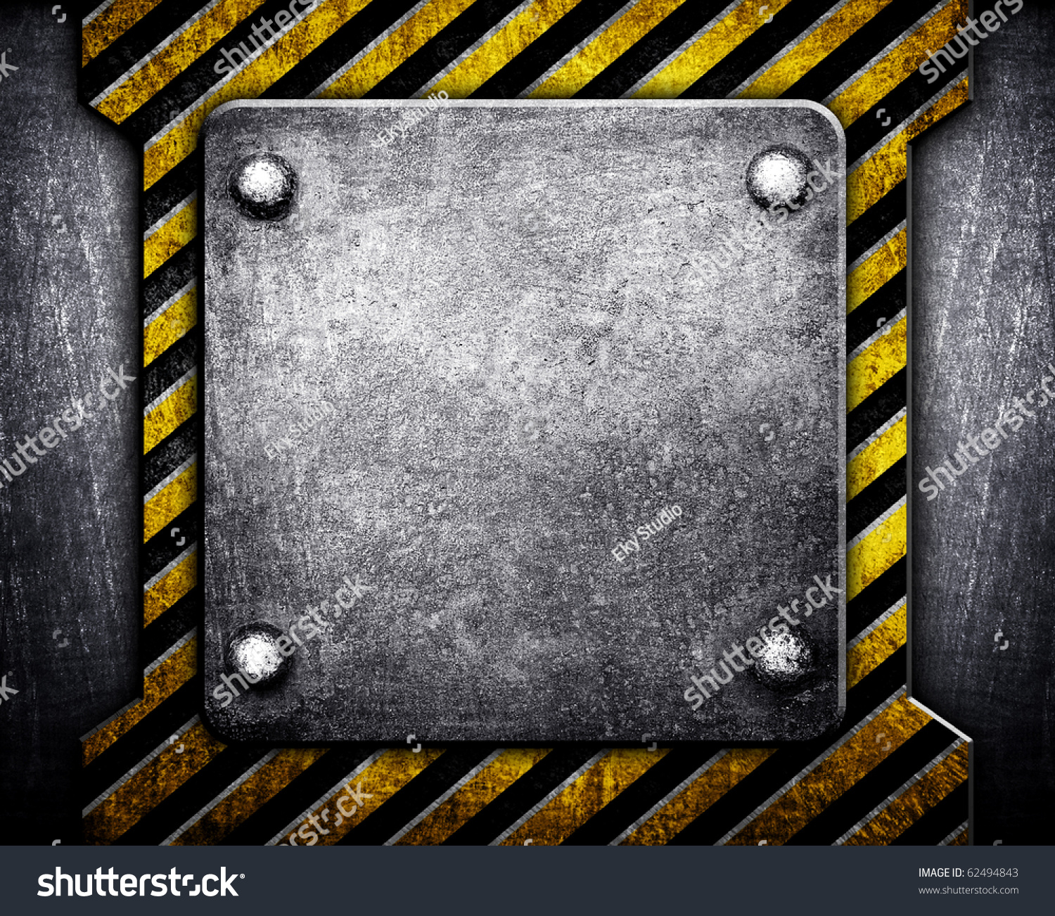 Metal Plate With Warning Stripe Stock Photo 62494843 : Shutterstock