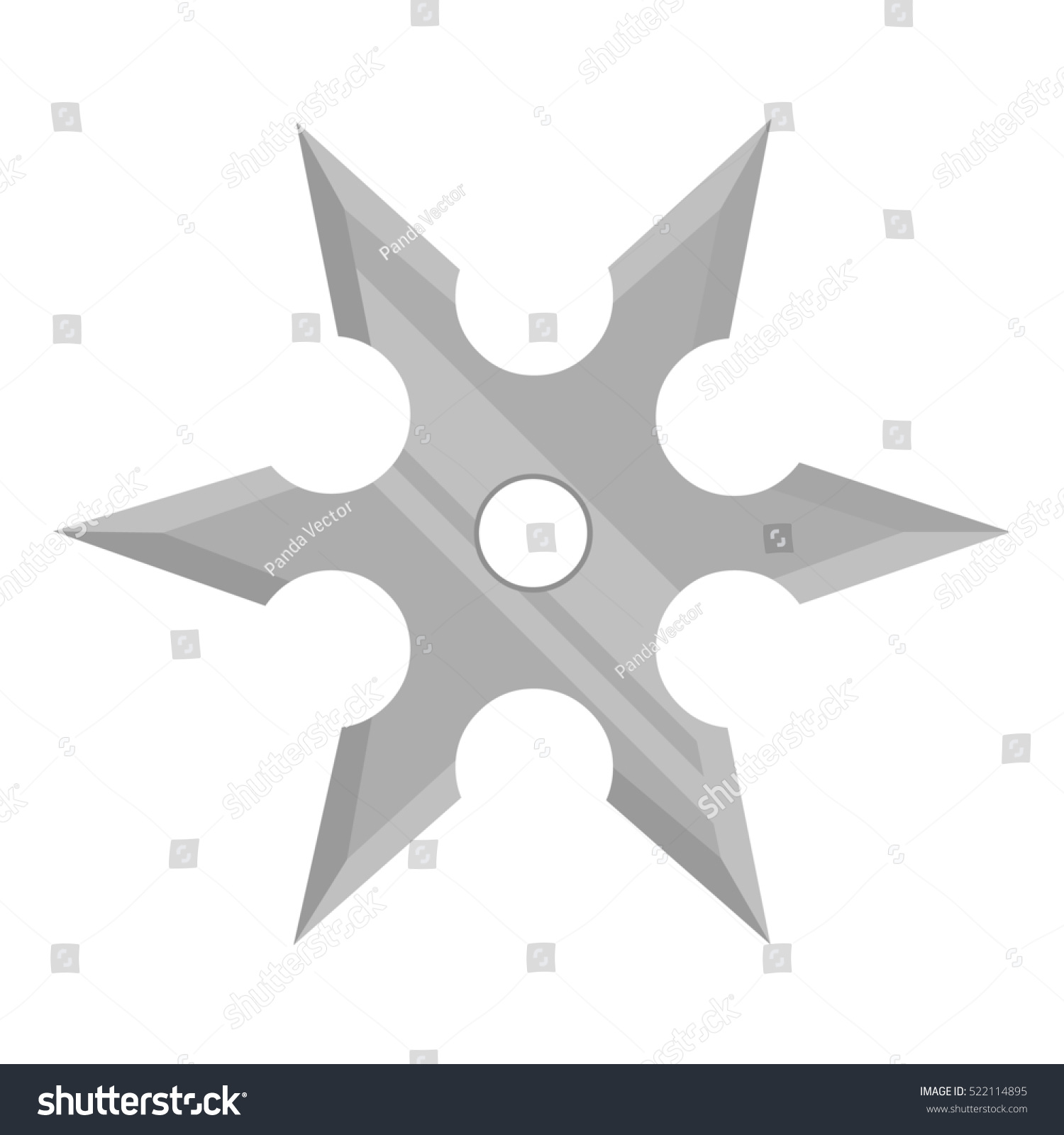 Metal Shuriken Icon Monochrome Single Weapon Stock Illustration 522114895