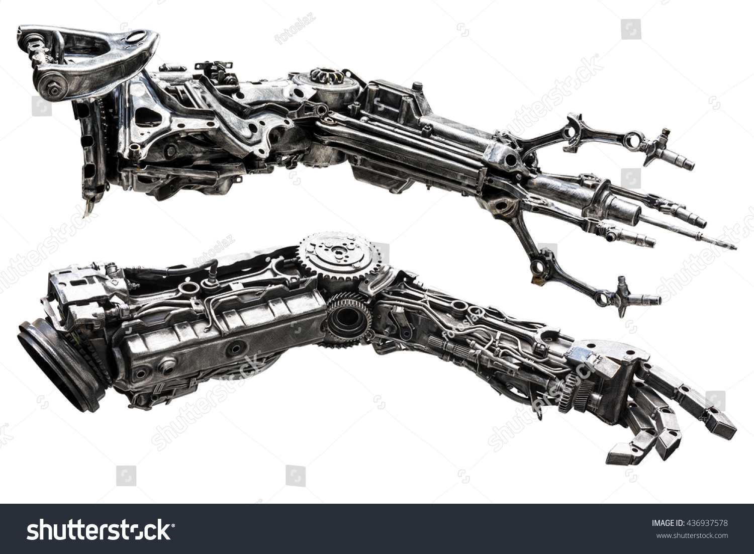 Metallic Robot Hand Made Machine Part Stock Photo 436937578