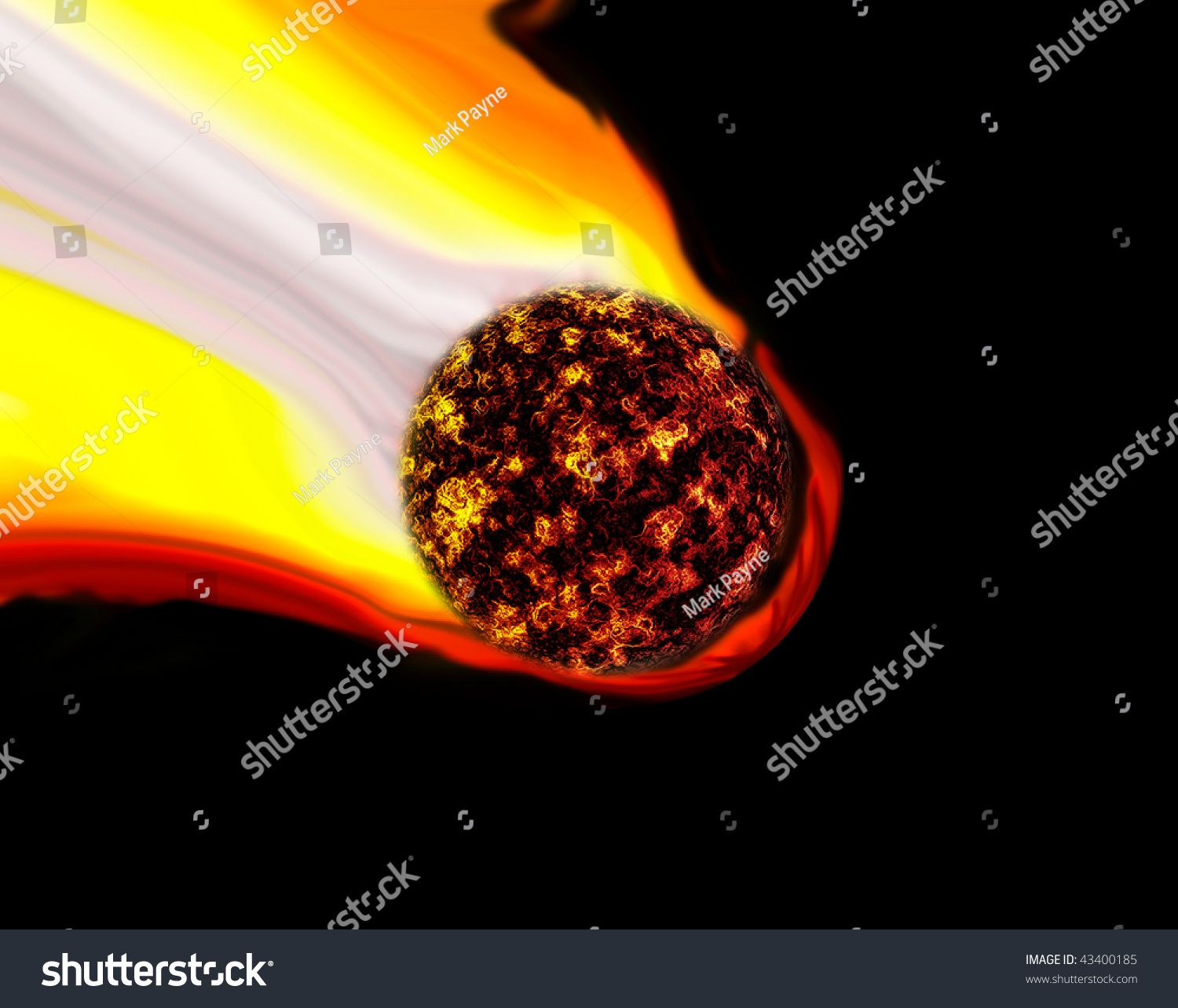 Meteor Shooting Star Or Comet Isolated On A Black Background. Stock ...