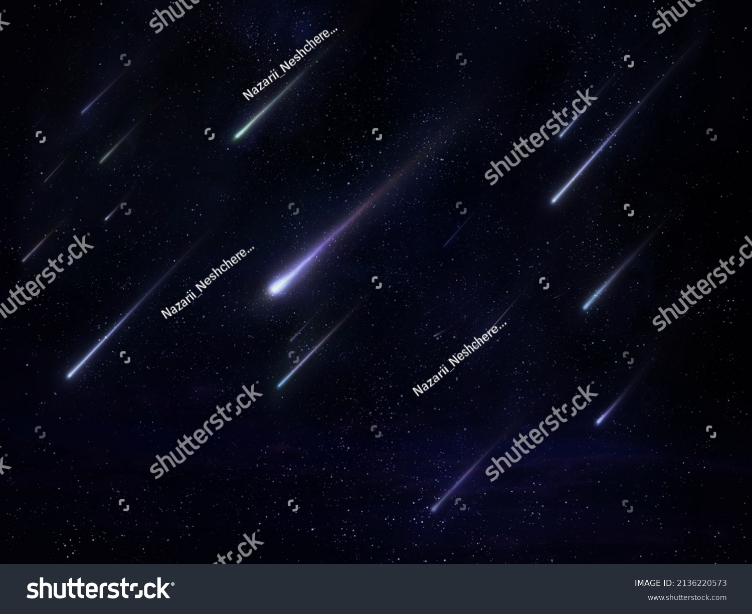 Meteor Shower Night Sky Stars Stream Stock Photo 2136220573 | Shutterstock