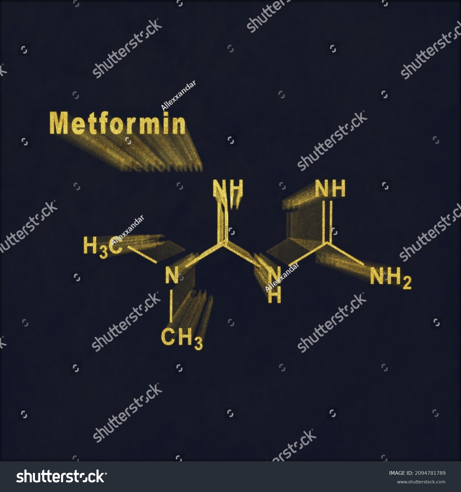 Metformin Diabetes Drug Structural Chemical Formula Stock Illustration