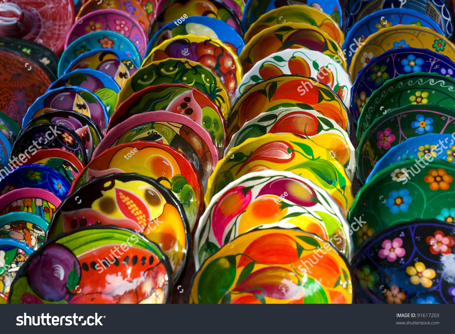 Mexican Ceramic Plates Bowls Sale Stock Photo 91617203 - Shutterstock