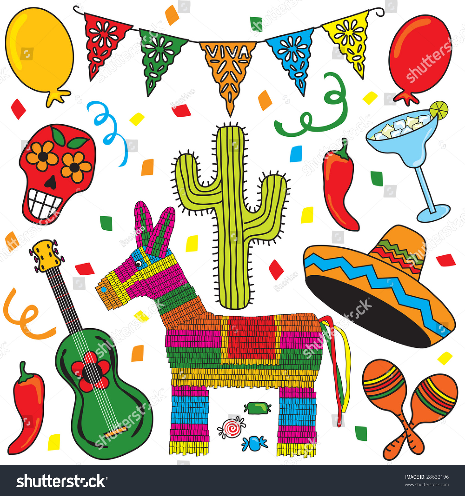 Mexican Party Fiesta Clip Art Individually Stock Illustration 28632196 ...