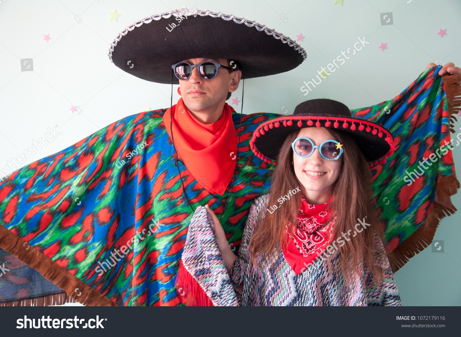 Mexican Party People Mexican Costumes Sombrero Stock Photo (Edit Now