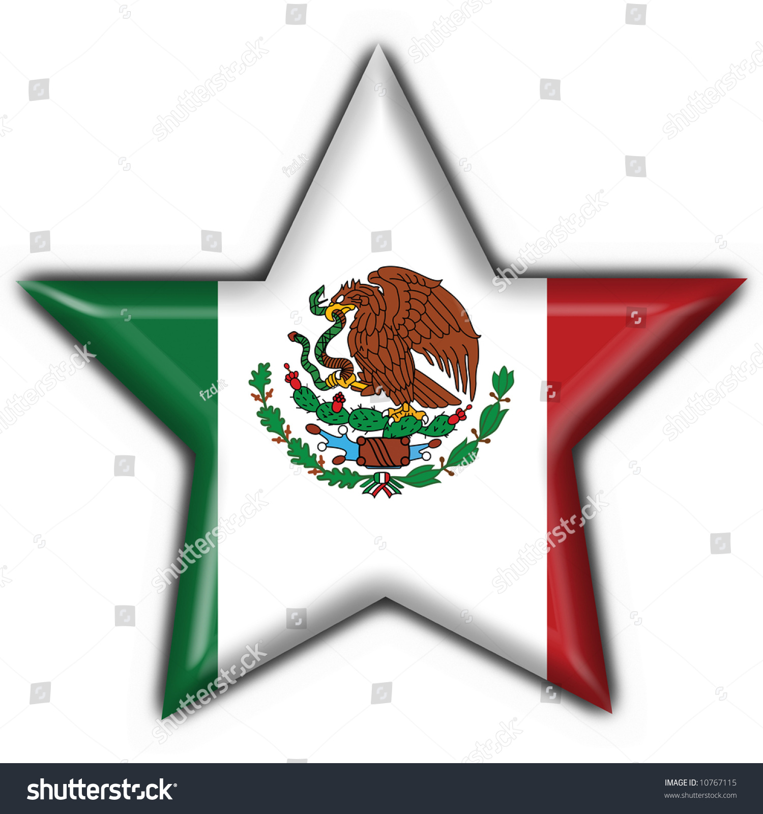 Mexico Button Flag Star Shape Stock Illustration 10767115 - Shutterstock