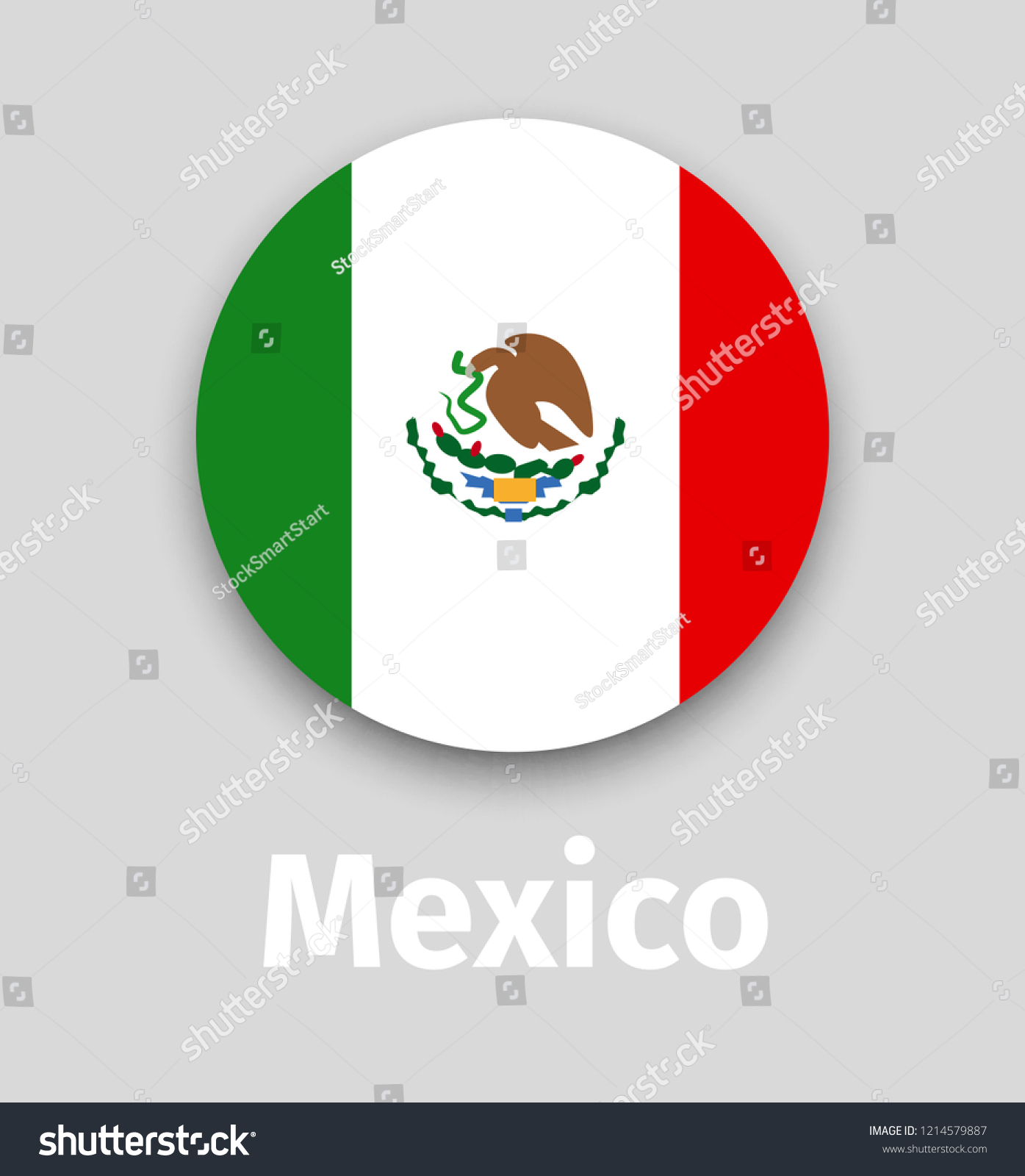 Mexico Flag Round Icon Shadow Isolated Stock Illustration 1214579887 ...