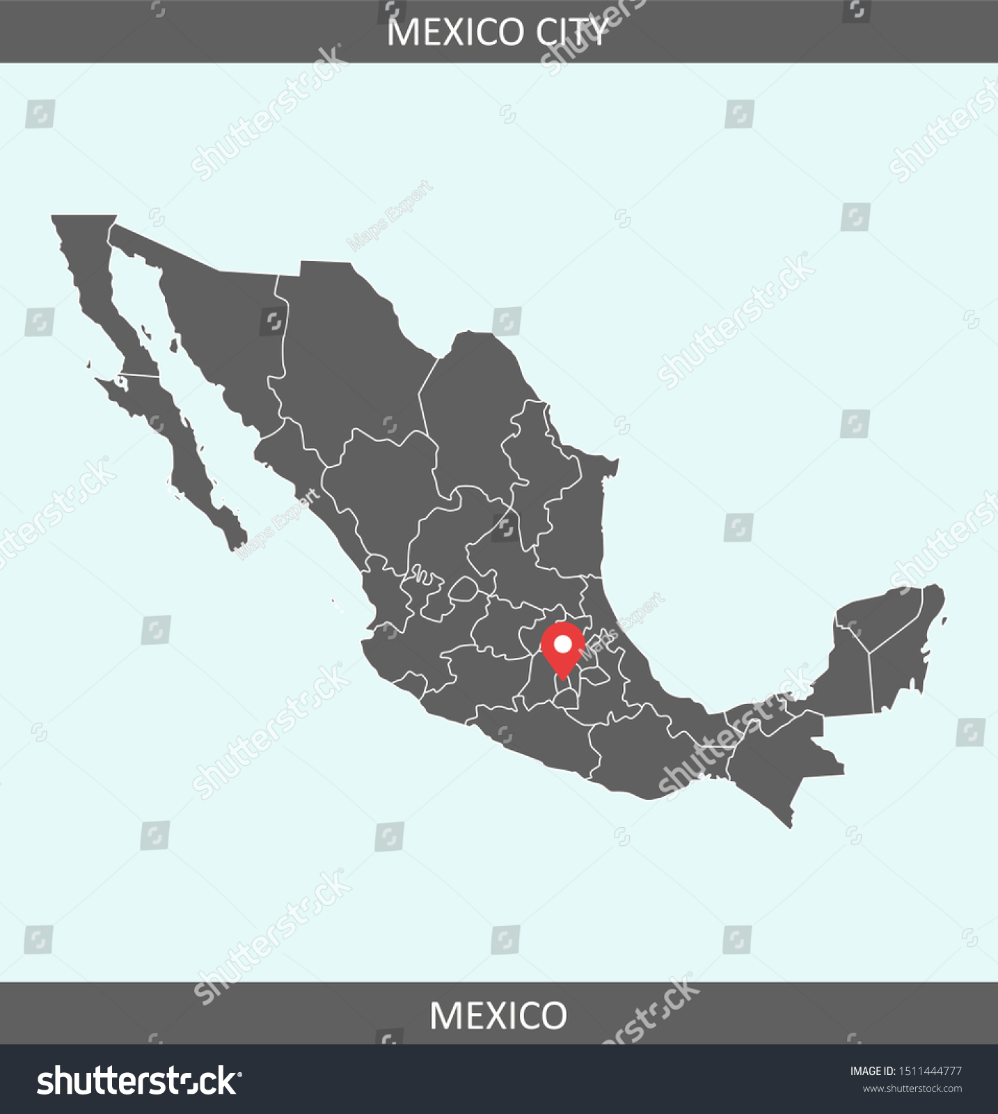 Mexico Map Vector Capital City Location Stock Illustration 1511444777 ...