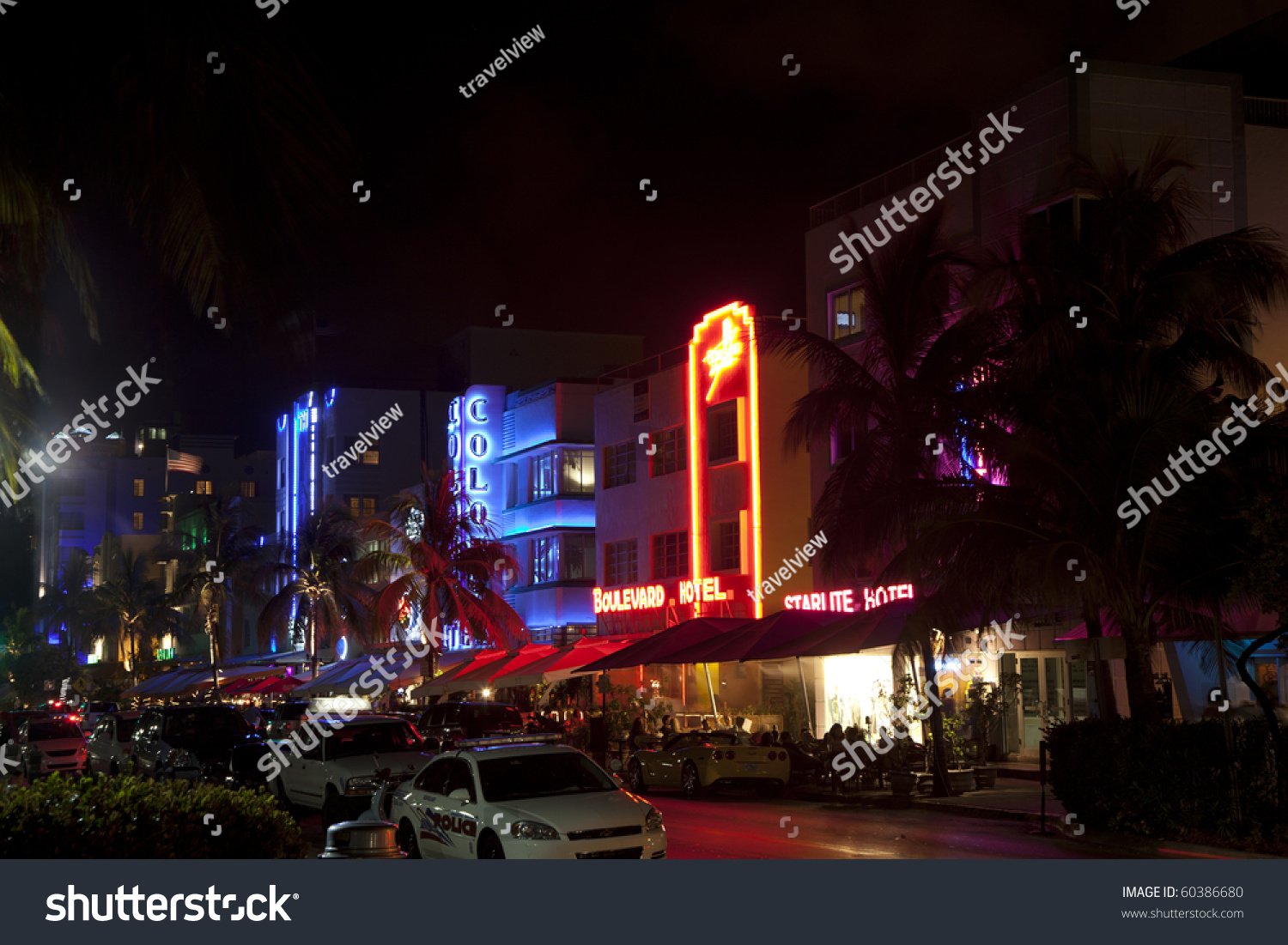 Miami Beach, Usa - August 02: Night View At Ocean Drive On August 02 ...