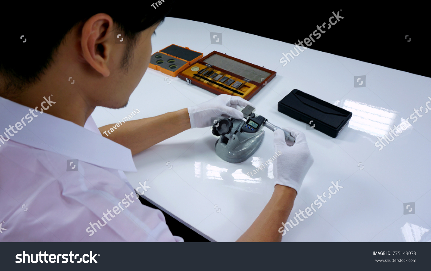 Micrometer Calibration Gauge Block Calibration Laboratory Stock Photo