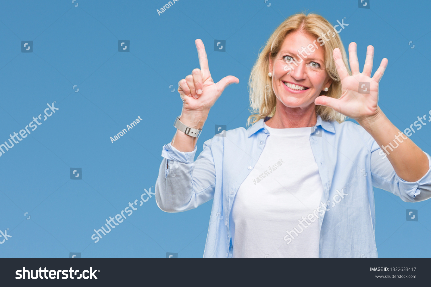  Light Blue Classic  Template Design Featuring Middle Age Blonde Woman