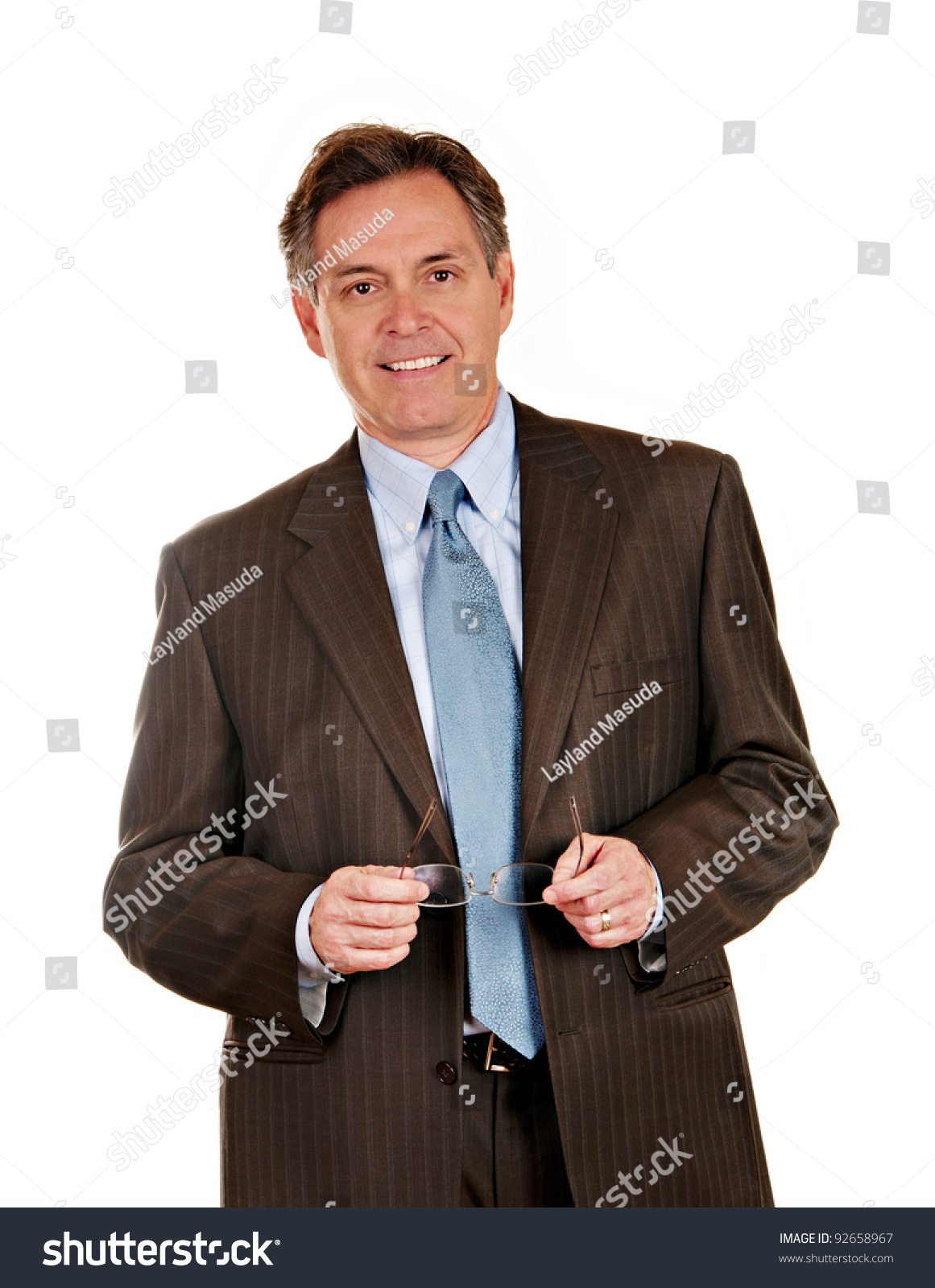 Middle Aged Businessman Pin Striped Suit Stock Photo 92658967 ...