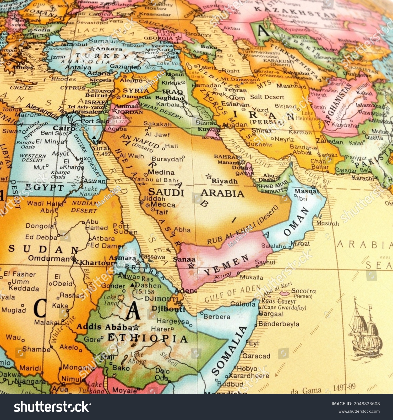 Middle Eastern Countries Map Images, Stock Photos & Vectors 