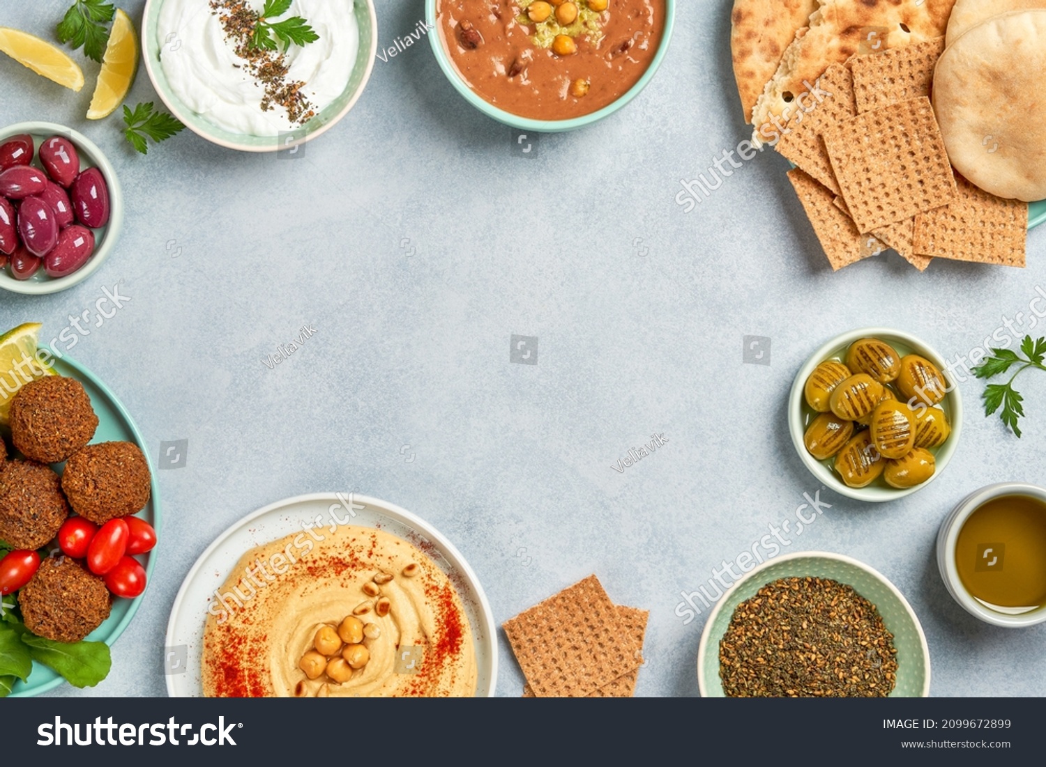 Middle Eastern Arabic Traditional Breakfast Hummus Stock Photo ...