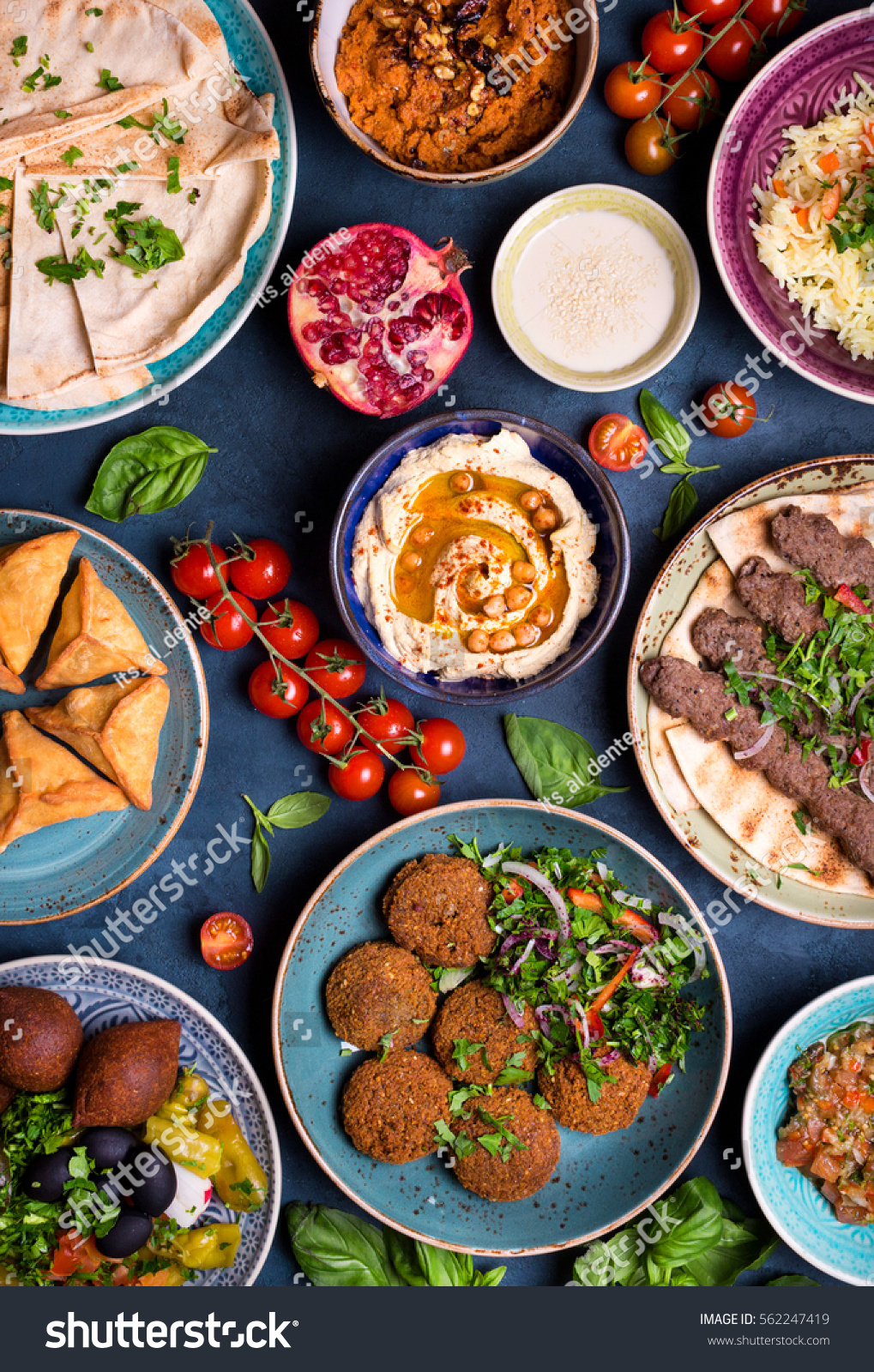 Middle Eastern Arabic Dishes Assorted Meze Stock Photo 562247419 