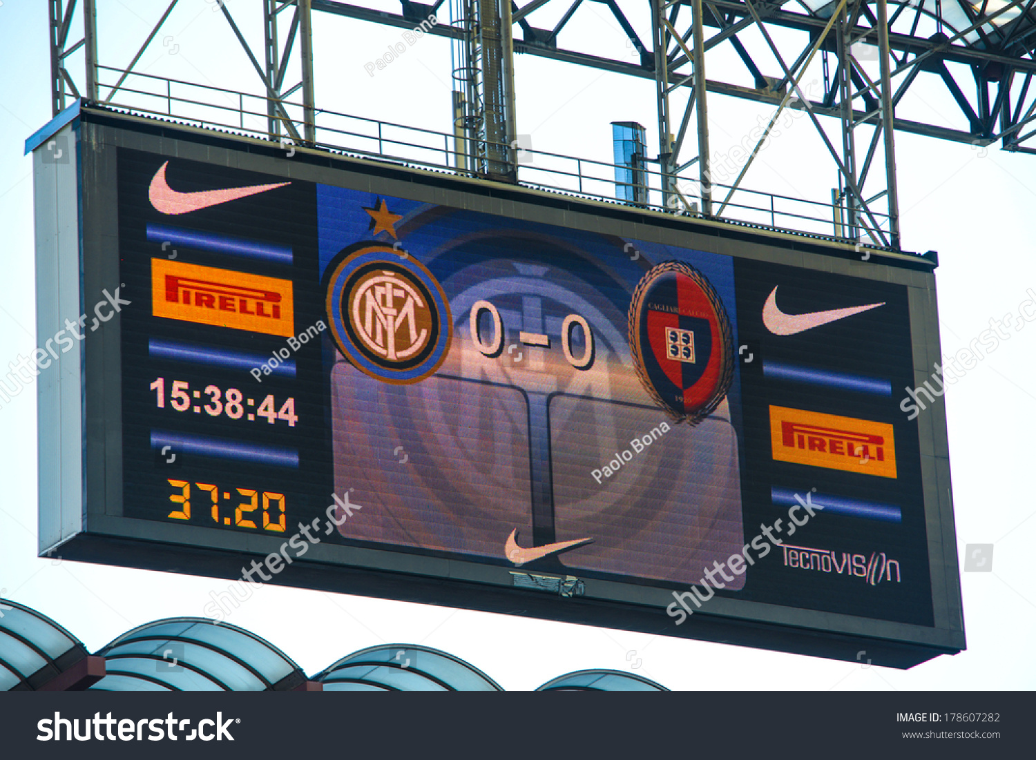 Milan Italyfebruary 23 2014 Sponsored Scoreboard Buildings