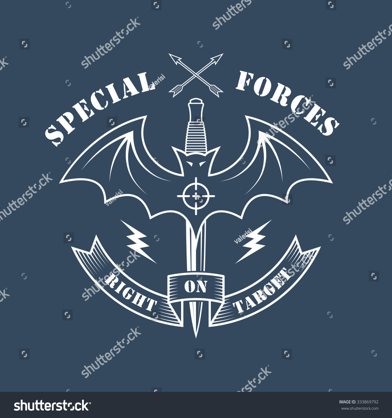 Military Emblem Bat Dagger Lightning Inscriptions Stock Illustration ...