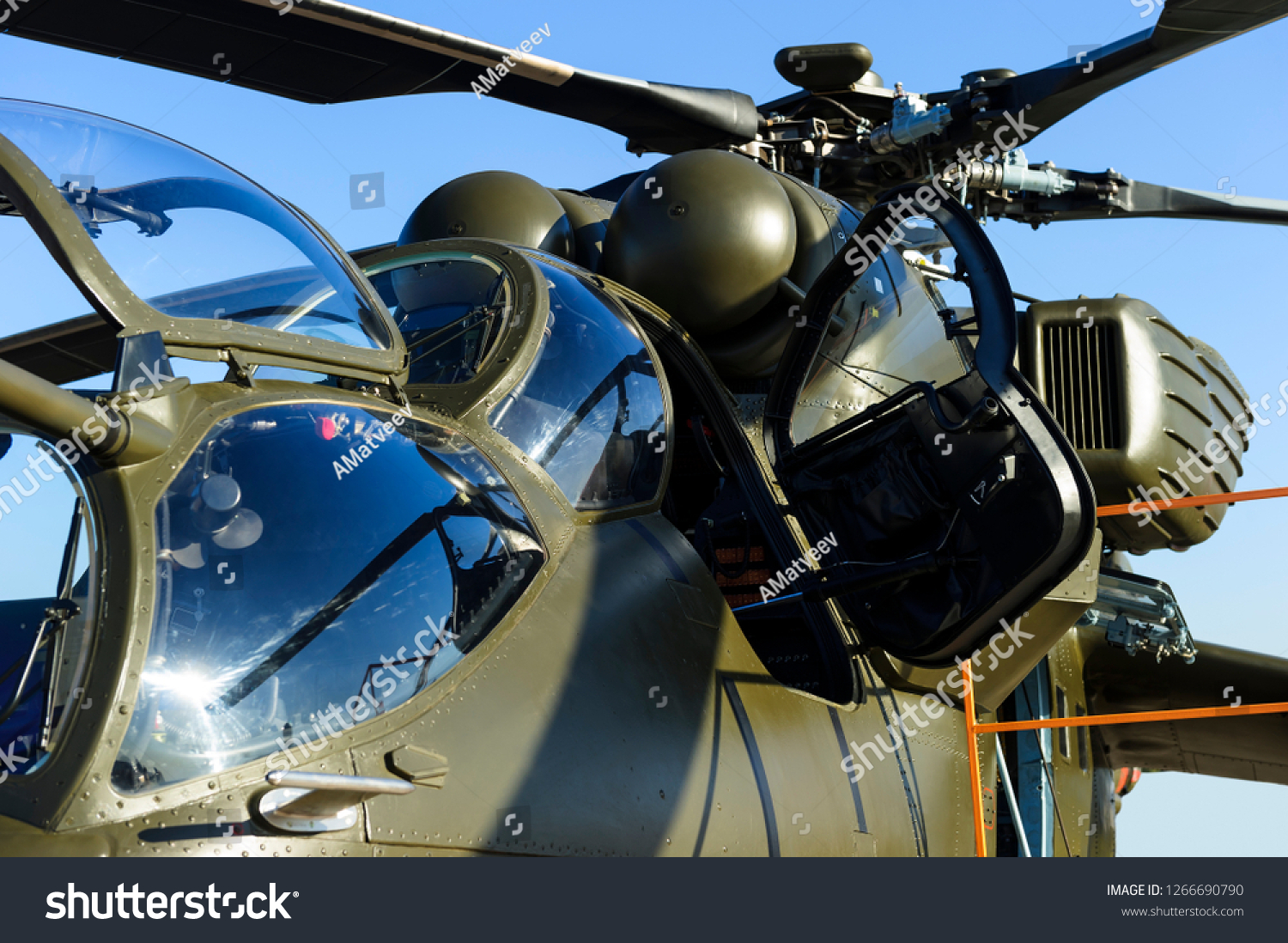 Military Helicopter Open Door Bulletproof Cockpit Stock Photo ...