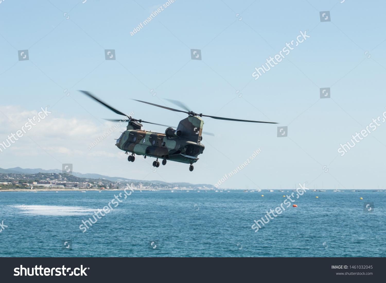 Military Helicopter Two Rotors Two Propellers Stock Photo 1461032045