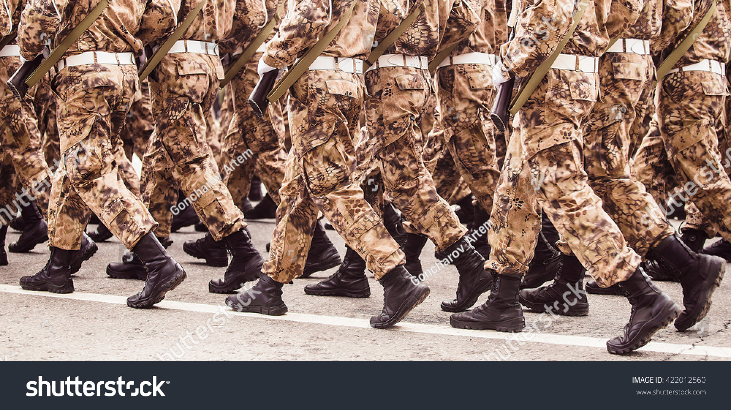 Military Troop Marching Panoramic View Stock Photo 422012560 - Shutterstock