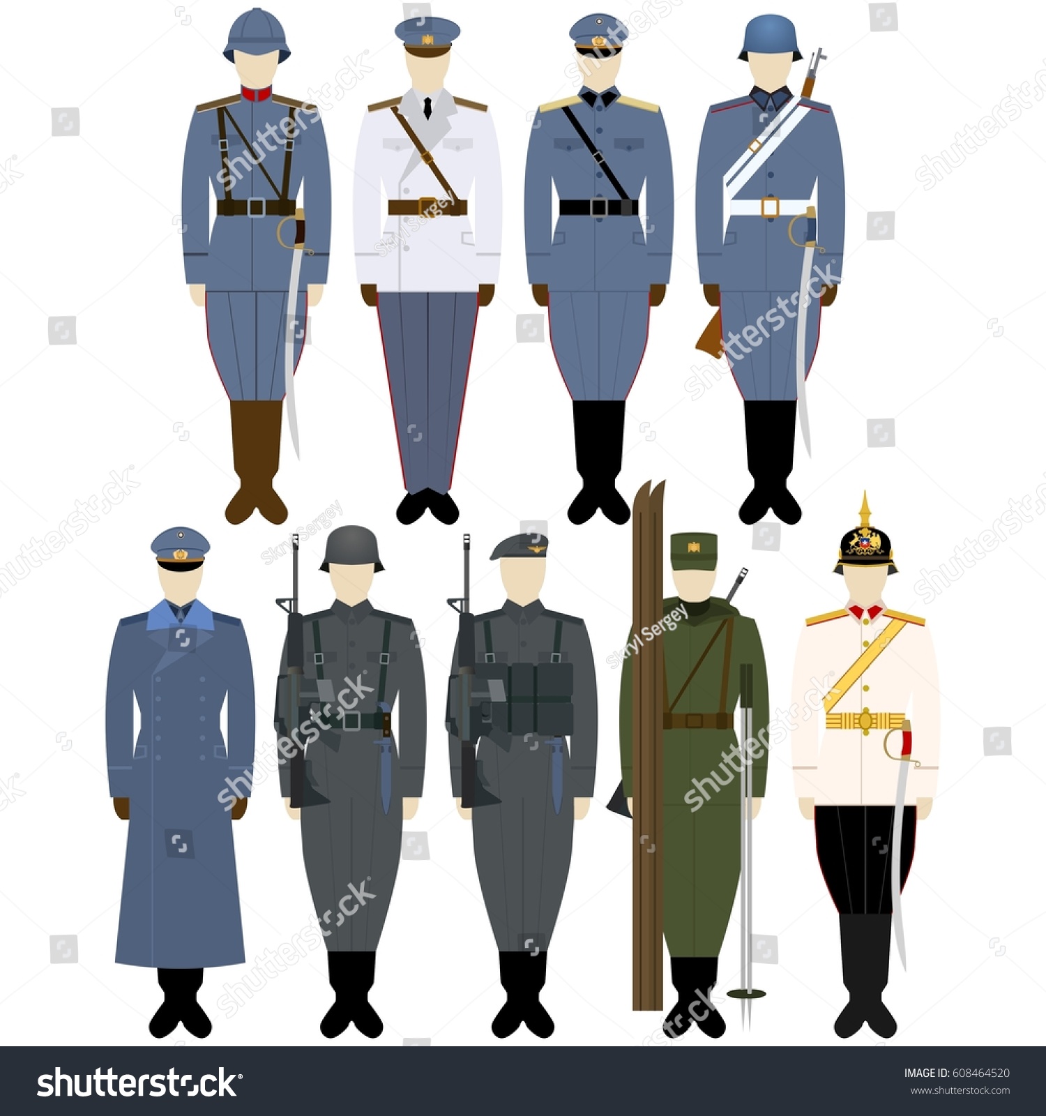 Military Uniforms Chilean Army Illustration On Stock Illustration 608464520