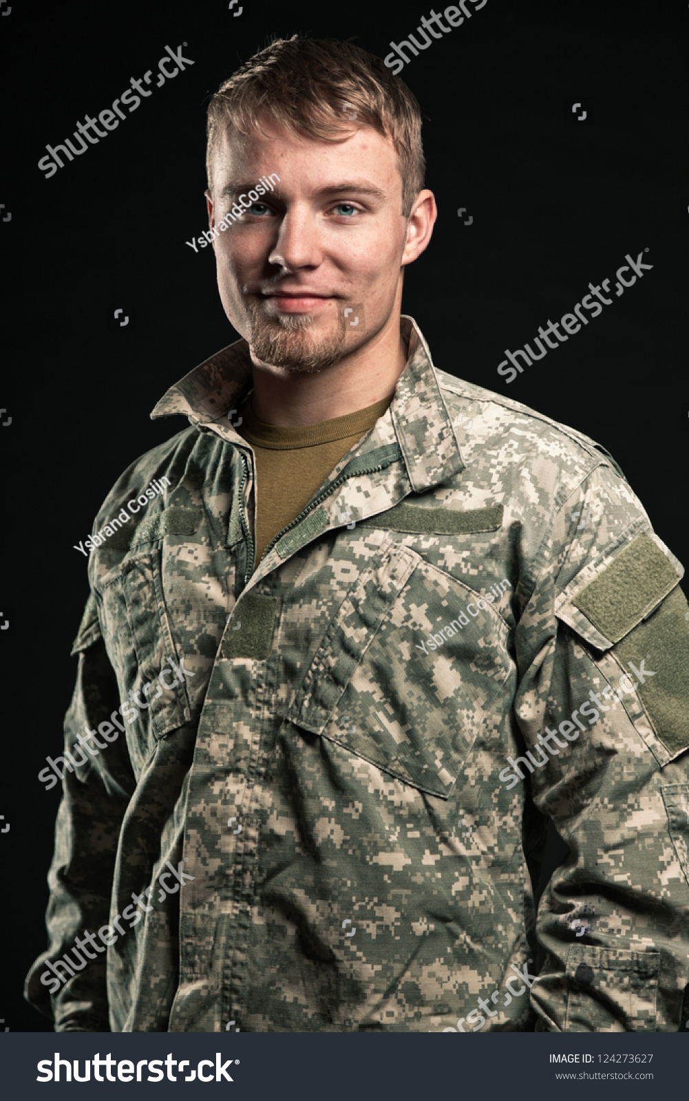 Military Young Man. Smiling. Studio Portrait. Stock Photo 124273627 ...