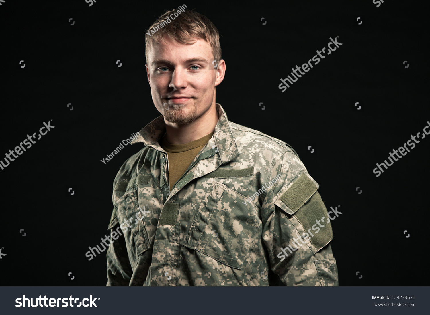 Military Young Man. Smiling. Studio Portrait. Stock Photo 124273636 ...